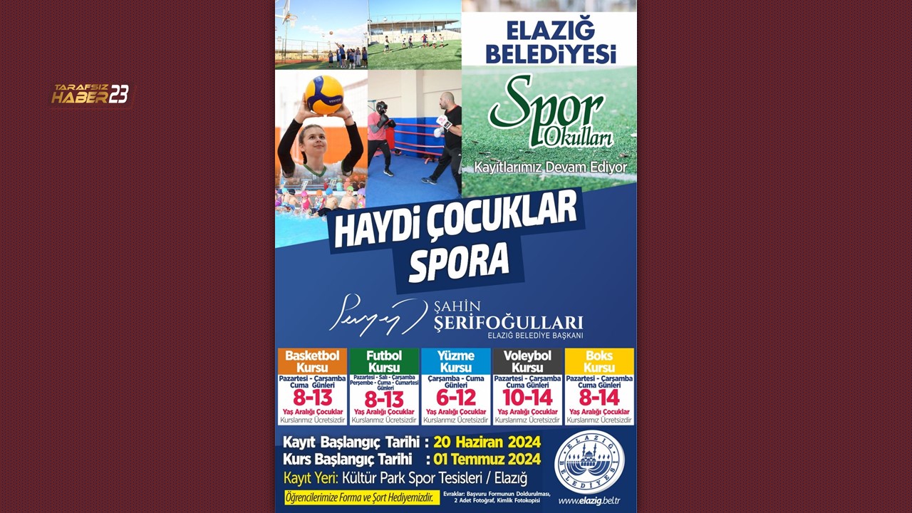 Elazığ Belediyesi ücretsiz yaz spor kursları başlıyor